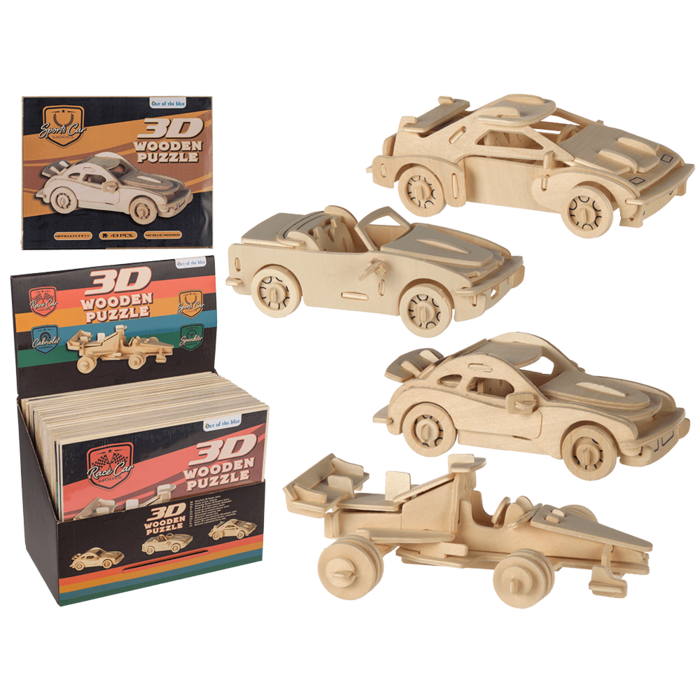 Naturholz-3D-Puzzle, Autos, ca. 4 x 15 cm,