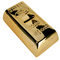 Spardose mit Schloss, Goldbarren,