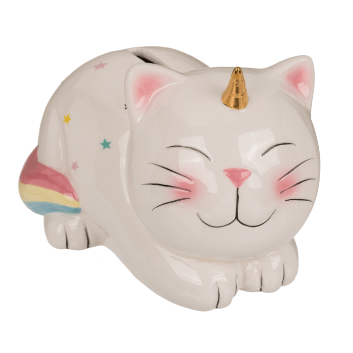 Spardose mit Schloss, Unicorn Cat, ca. 17 x 12 cm,