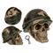 Spardose mit Schloss, Totenkopf mit Armyhelm &