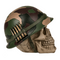 Spardose mit Schloss, Totenkopf mit Armyhelm &