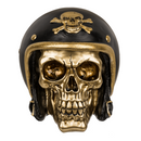 Spardose mit Schloss, Totenkopf mit Motorradhelm,