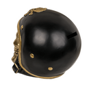 Spardose mit Schloss, Totenkopf mit Motorradhelm,