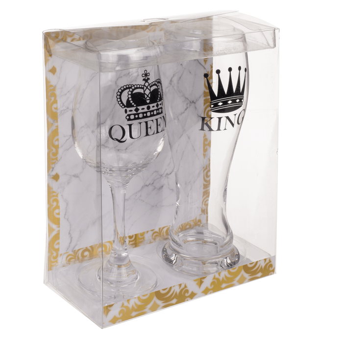 Trinkglas, King & Queen, für ca. 600 & 430 ml,