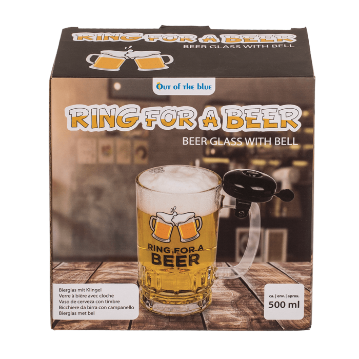 Bierglas mit Klingel, ca. 14 x 14,5 cm,