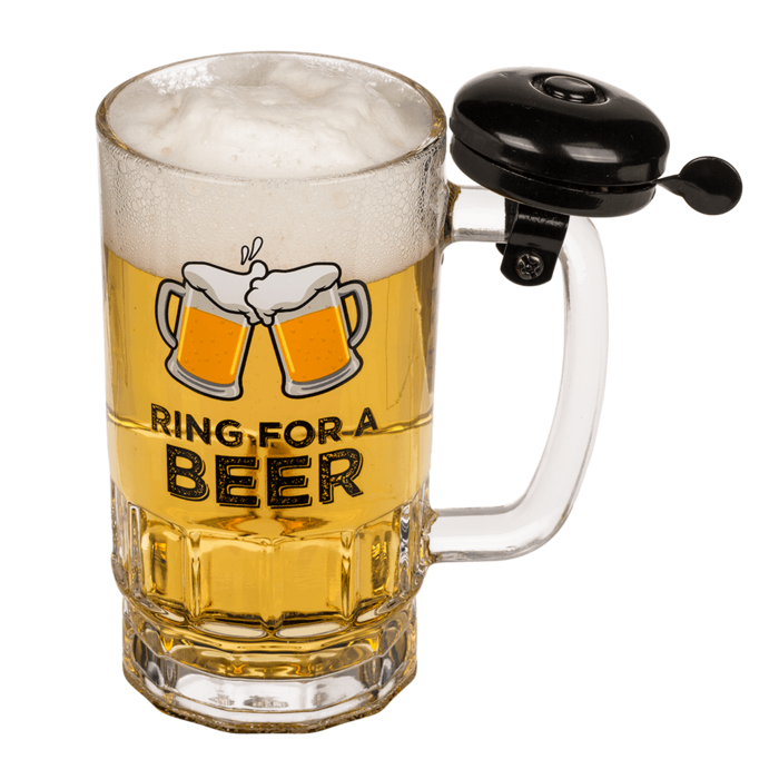 Bierglas mit Klingel, ca. 14 x 14,5 cm,