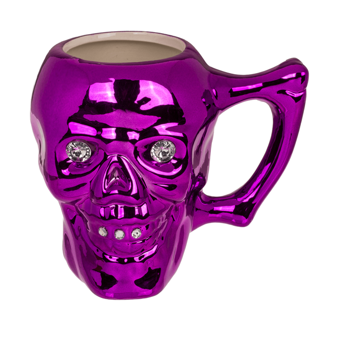 Becher, Totenkopf mit Kristallsteinen,