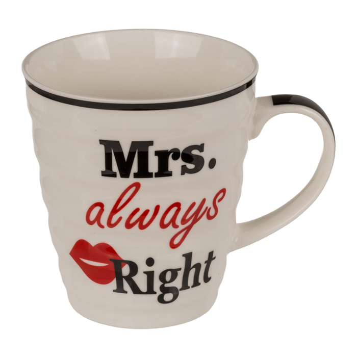 Porzellan-Becher, Mr Right & Mrs Always Right,