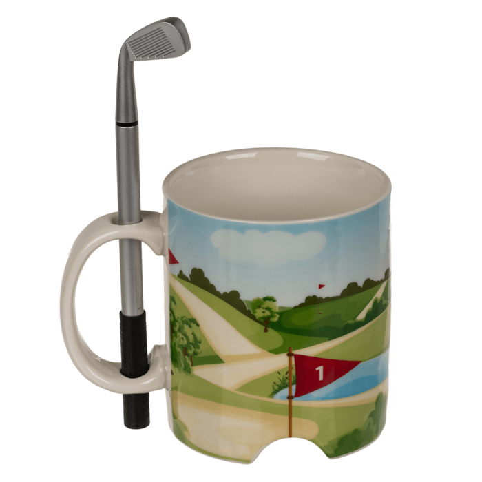 Becher, Golfplatz, mit Kugelschreiber