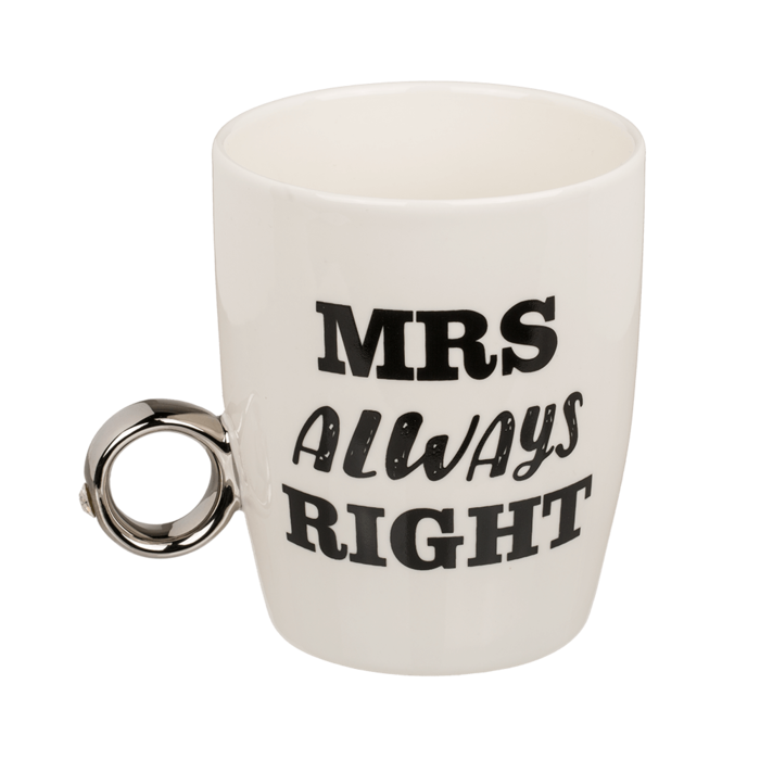 New Bone China-Becher, Mr Right & Mrs Always Right