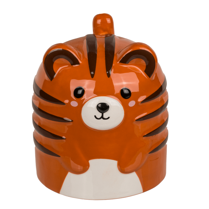 Becher, Tiger, verkehrt herum, ca 12 x 14 cm,
