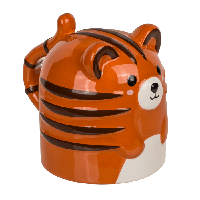 Becher, Tiger, verkehrt herum, ca 12 x 14 cm,
