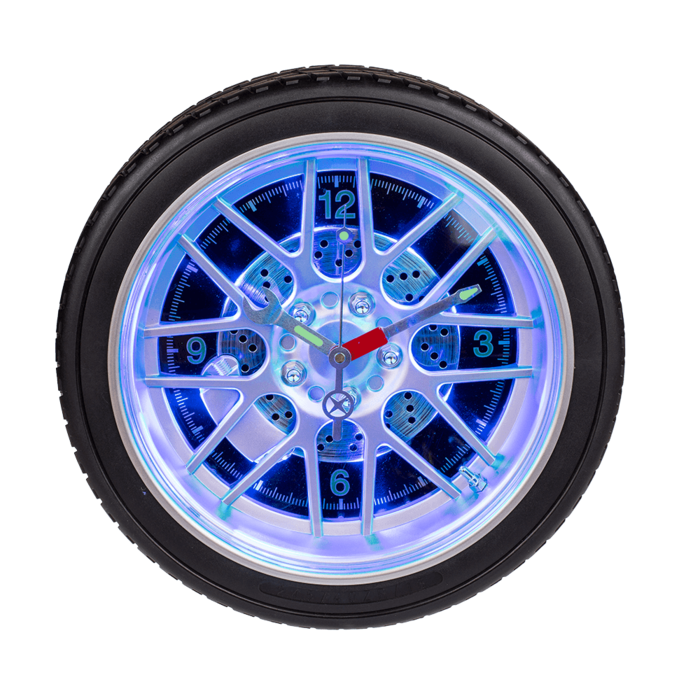 Wanduhr, Reifen, mit 16 LED, D: ca. 35 cm,