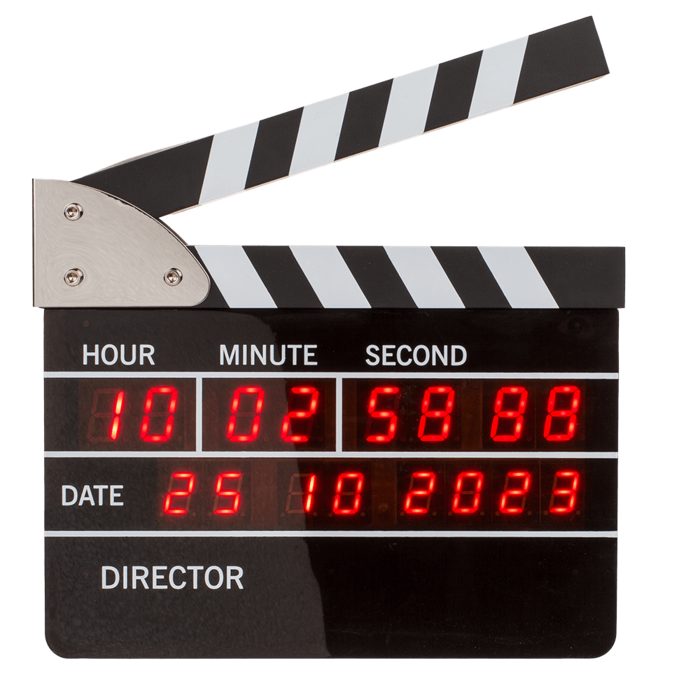 Wecker mit Digitaluhr & Datumsanzeige, Filmklappe,