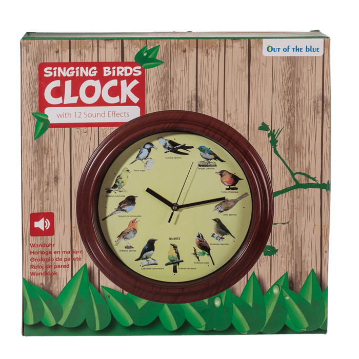 Wanduhr mit Vogelstimmen, D: ca. 33 cm,