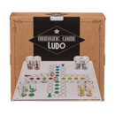 Glas-Trinkspiel, Ludo, mit 16 Gläsern & 2 Würfeln,