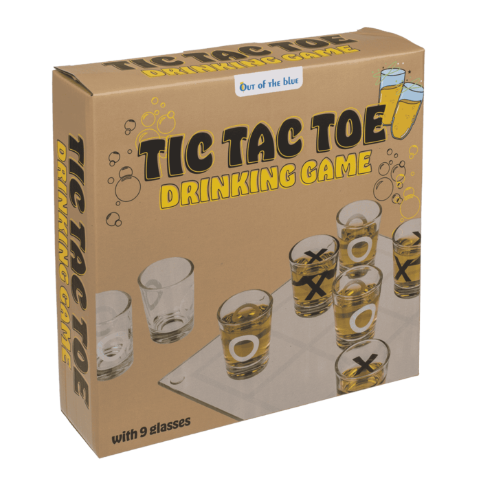 Glas-Trinkspiel, Tic Tac Toe, mit 9 Gläsern,