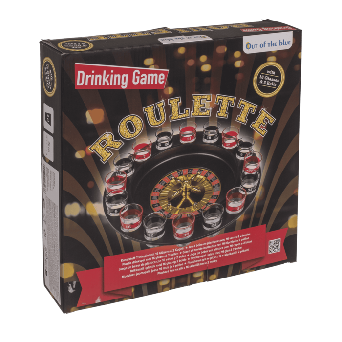 Trinkspiel, Roulette, mit 16 Gläsern & 2 Kugeln,