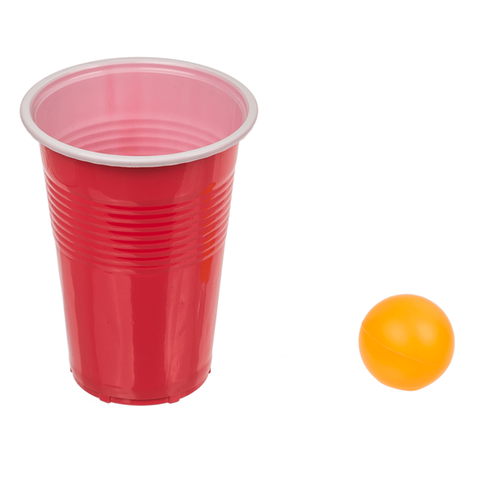Beer Pong m. Holz-Ablage, inkl. 12 Becher und