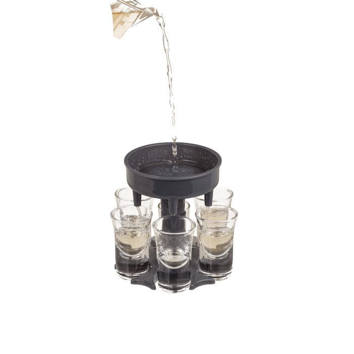 Schnapsglas-Spender, mit 6 Gläsern,