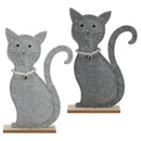 Katze Filz stehend auf Holzfuß, 2/s, M, ca. 29cm
