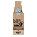 Metall-Flaschenöffner auf Holzbrett mit