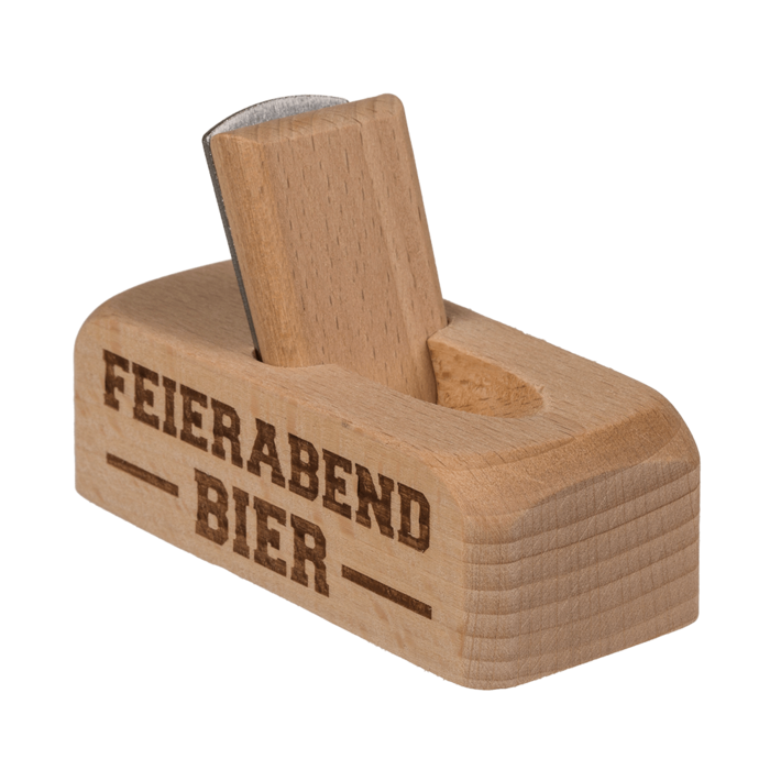 Metall-Flaschenöffner mit Holzgriff, Hobel,
