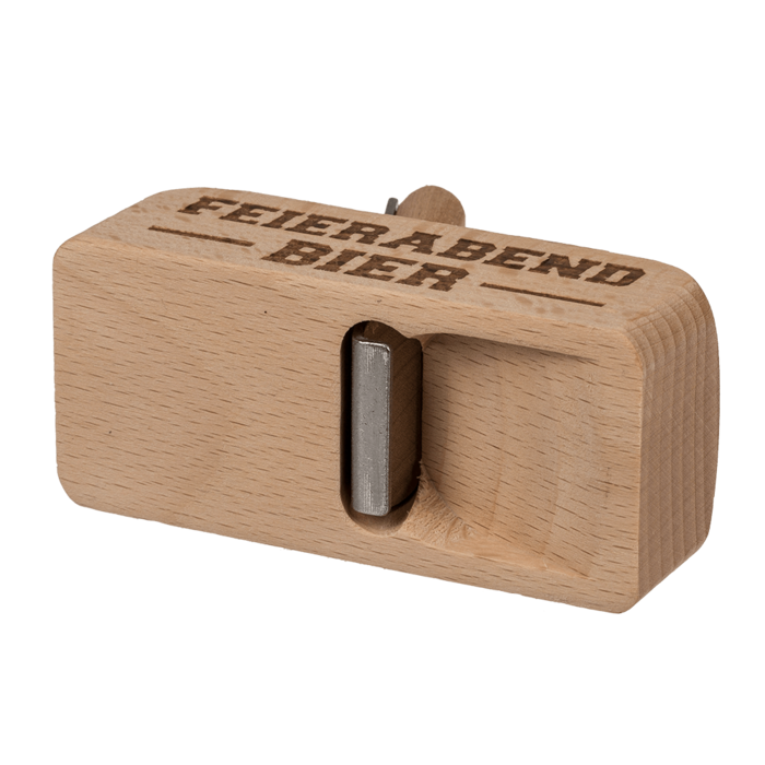 Metall-Flaschenöffner mit Holzgriff, Hobel,