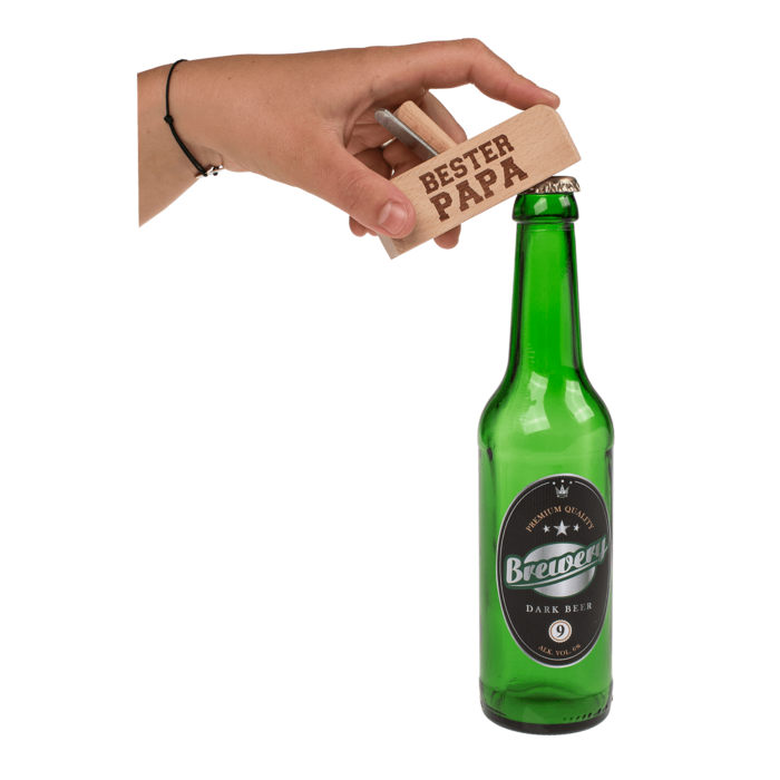 Metall-Flaschenöffner mit Holzgriff, Hobel,