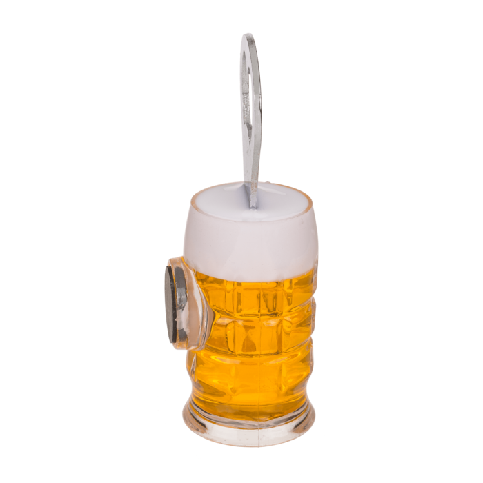 Metall-Flaschenöffner, Bierglas mit Magnet,