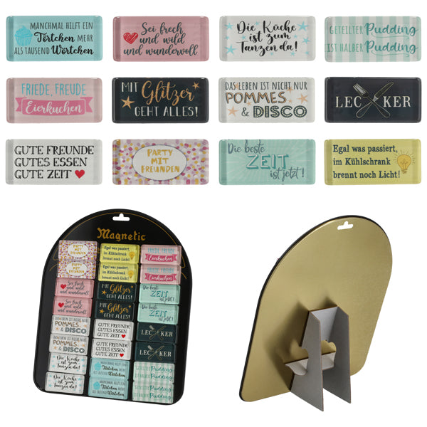 Magnet Sprüche, 12/s, ca.3x6cm