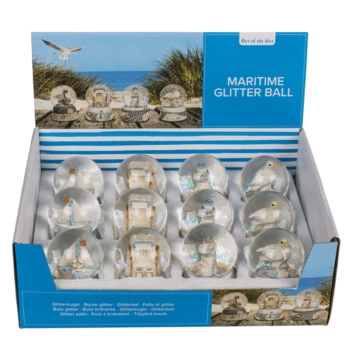 Glitterkugel, Maritim, auf Sockel