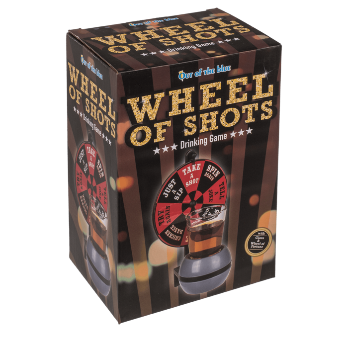 Trinkspiel, Wheel of Shots, mit Shooter-Glas &