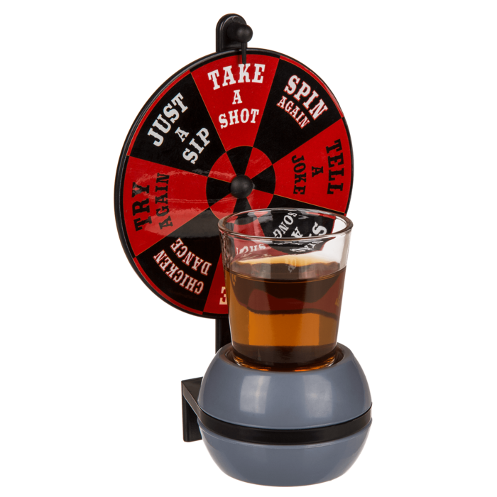 Trinkspiel, Wheel of Shots, mit Shooter-Glas &