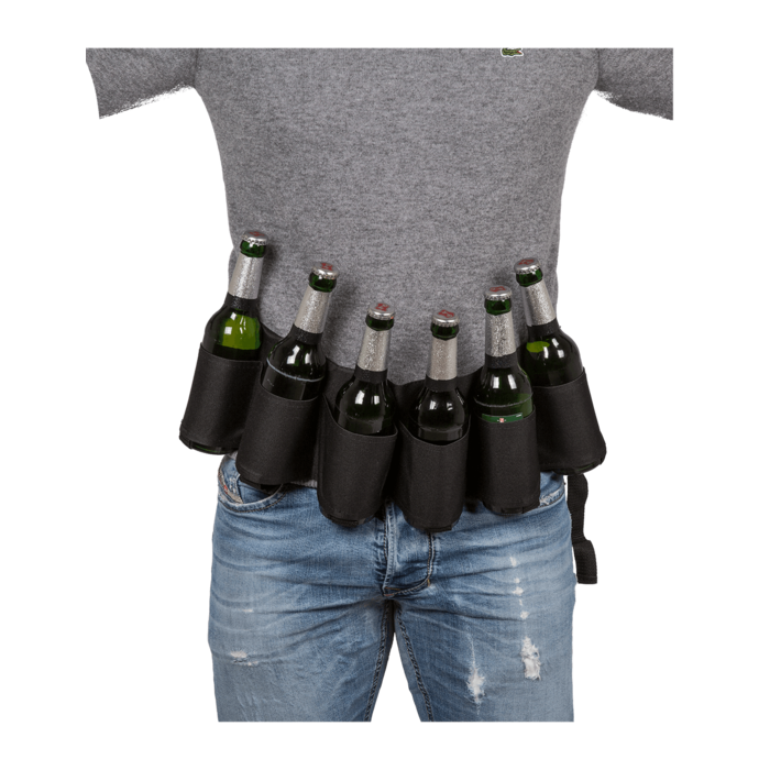 Schwarzer Flaschenhalter, Bier-Gürtel, 123 cm,
