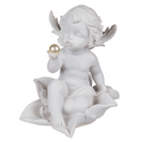 Sitzender Engel mit Perle auf Blume,