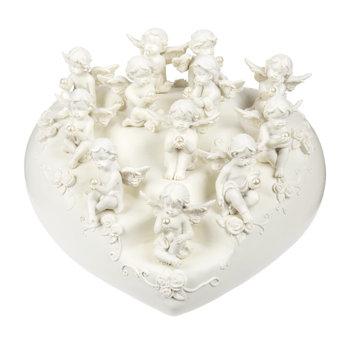 Sitzender Engel mit Perle, ca. 5 cm,