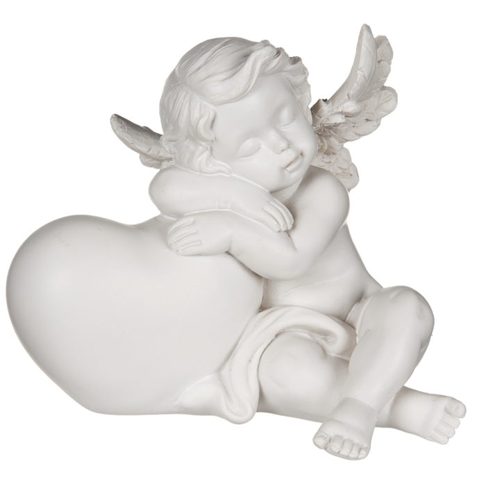 Schlafender Engel auf Herz, ca. 11,5 x 10 cm,