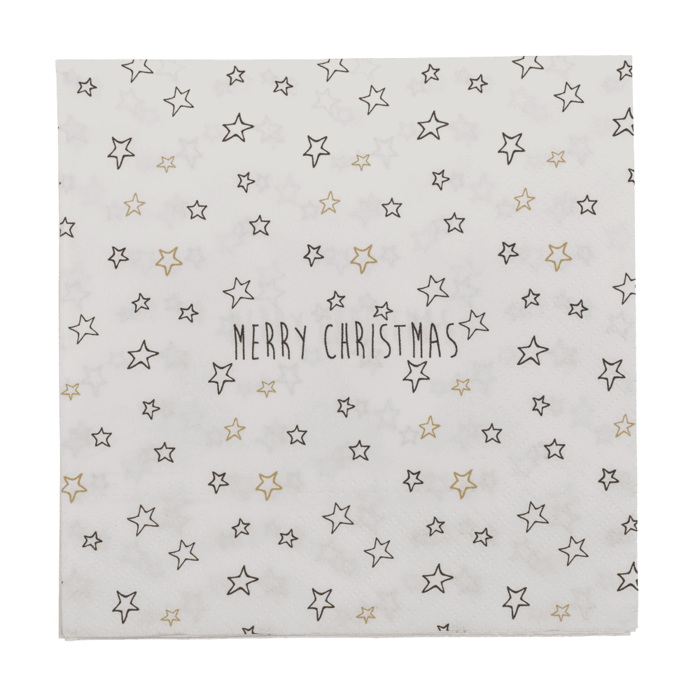 Papier-Servietten, Merry Christmas, mit Sternen,