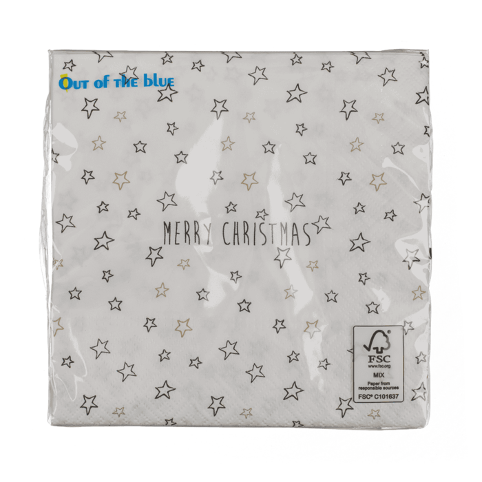 Papier-Servietten, Merry Christmas, mit Sternen,