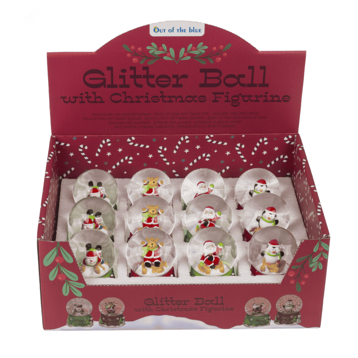 Schneekugel, Weihnachtsfigur, auf rotem &