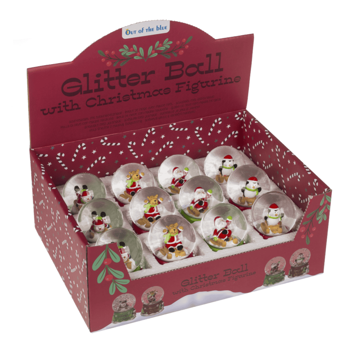 Schneekugel, Weihnachtsfigur, auf rotem &