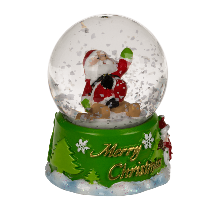 Schneekugel, Weihnachtsfigur, auf rotem &