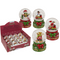 Schneekugel, Weihnachtsfigur, auf rotem & grünem