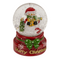 Schneekugel, Weihnachtsfigur, auf rotem & grünem