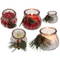 Kerze im Glas mit Weihnachts-Dekoration,