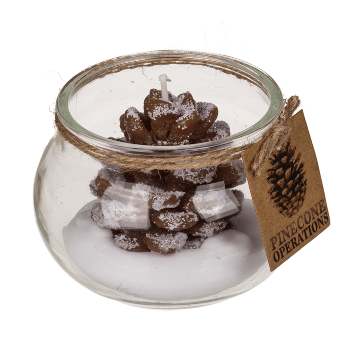 Kerze, Tannenzapfen, im Glas, ca. 10 x 7 cm,