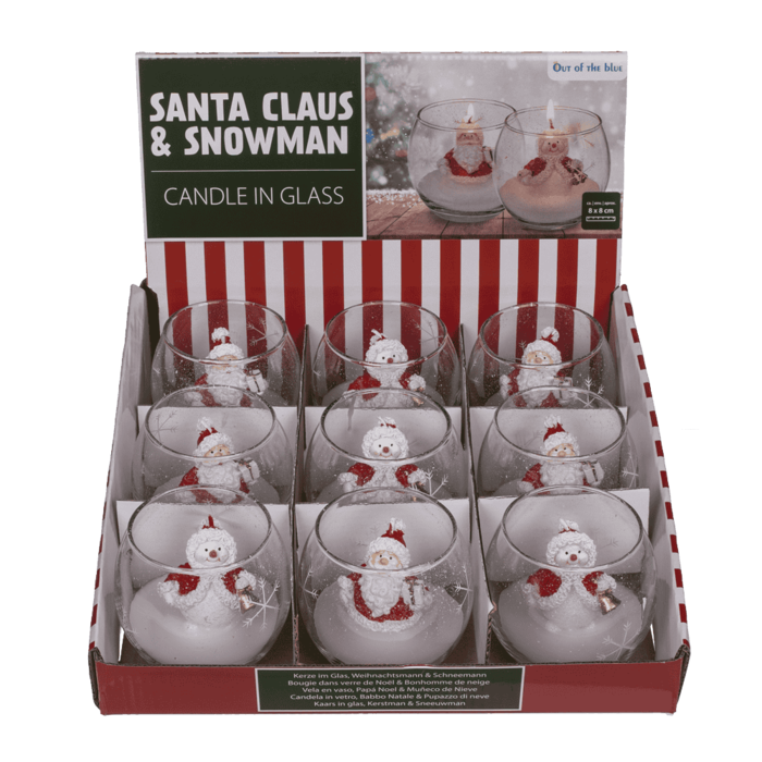 Kerze im Glas, Schneemann & Weihnachtsmann