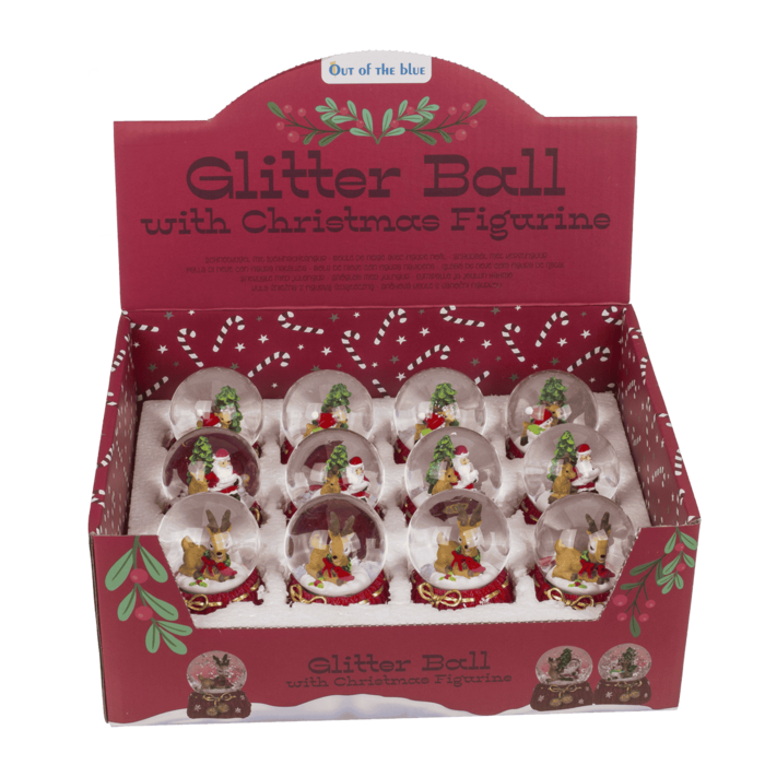 Schneekugel, Rentier & Weihnachtsmann,