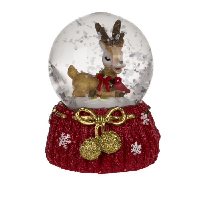 Schneekugel, Rentier & Weihnachtsmann,